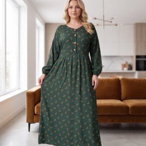 پيراهن كَلدار جلو دكمهt8046 - terendimode گرگان